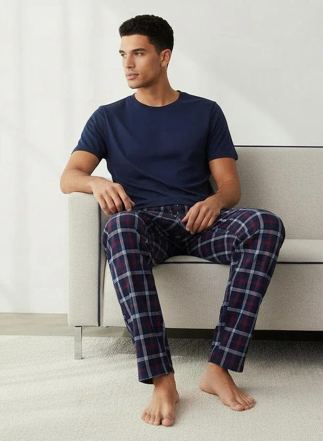 سبلاش فيڤ Men Cotton Checked Nightwear Set